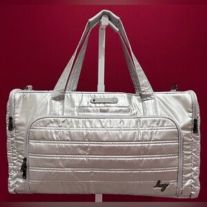 Lug Metallic Silver Quilted Travel Bag